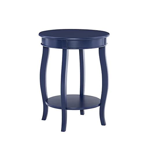 Navy Blue Round Side Table with Shelf - Powell Phipps Variation