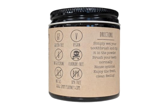 Simply Sooney Organic Vegan Fluoride-Free Tooth Powder with Orange Essential Oil - Glass Jar