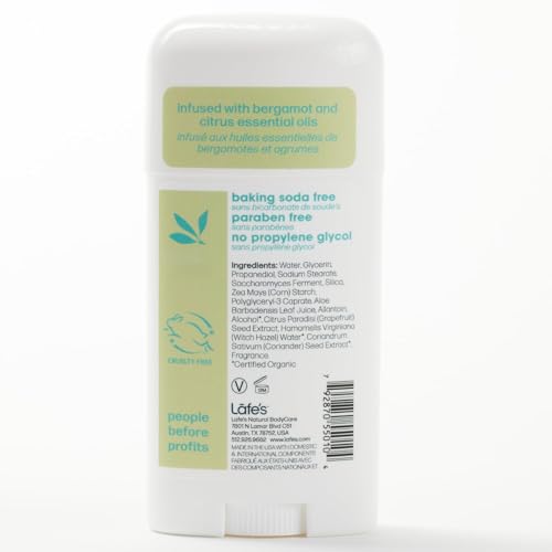 Lafe's Natural Deodorant Stick 2.25oz Pack of 3 - Aluminum & Baking Soda Free, Citrus & Bergamot, Extra Strength, Women & Men