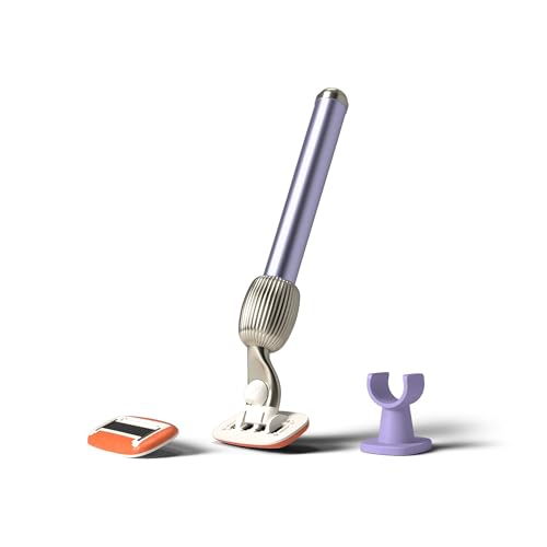 Fler Lilac Women's 5-Blade Razor Starter Set with Refill Blades & Wall Holder