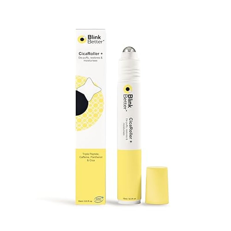 CicaRoller+ Depuffing Eye Roller Serum for Eyelids and Under Eyes ? Cooling Rollerball with 2.5% Caffeine, Peptides, Cica & Panthenol, Hydrates, Soothes and Smooths Puffy Eyes, 15 ml