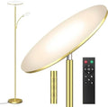 Brushed Gold Floor Lamp with Articulated Reading Light - 44W/4500LM Stepless Dimmable Standing Lamp for Living Room & Office