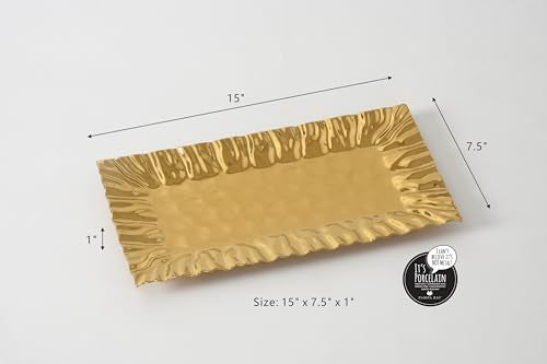 Pampa Bay Mascali D'oro Gold Rectangular Serving Tray 15x7.5 Inches - Elegant Tableware