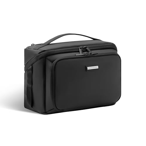 Everfun Medium Black Travel Toiletry Bag for Men & Women with Wet Dry Separation