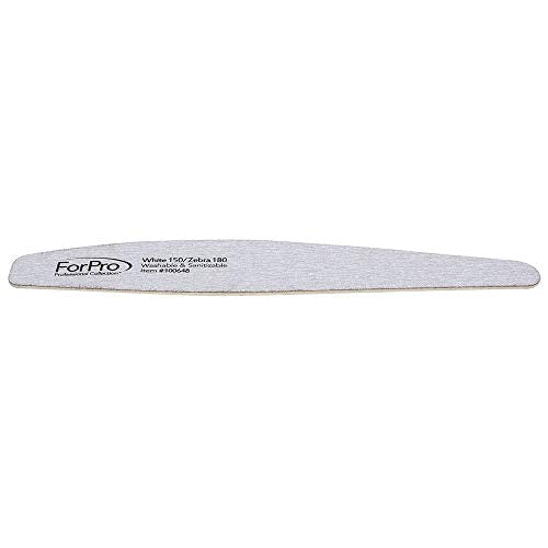 ForPro Professional Collection Expert One & Done Wood File, White 150 Grit/Zebra 180 Grit, Manicure & Pedicure Nail Files, 7¡± L x 1.25¡° W, 50-Count