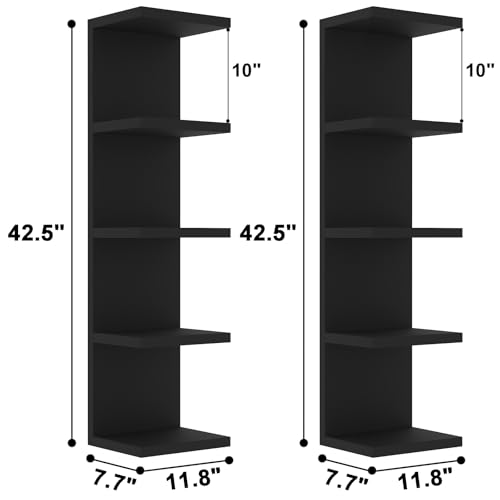 LitaEther 5-Tier Floating Wall Shelf Set - Black Display Shelves for Home & Office