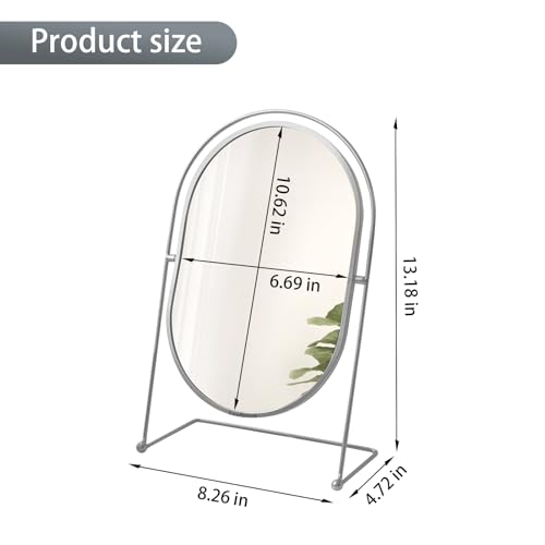 Tabletop Vanity Makeup Mirror, 360¡ÆRotation Standing Desk Table Vanity Silver Make up Mirror for Bathroom or Bedroom