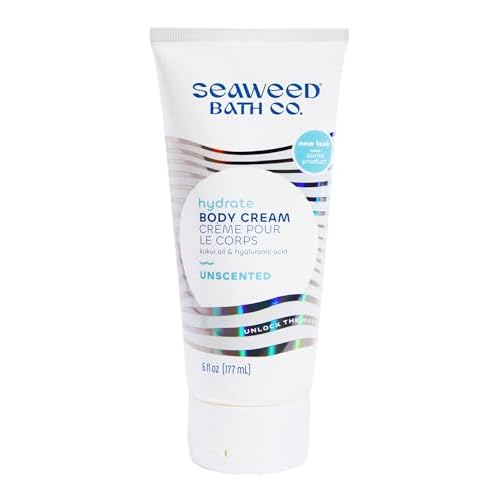 Seaweed Bath Co. Hydrate Body Cream - Unscented | Nourishing Moisturizer for Body and Hands | With Vitamin E, Hyaluronic Acid and Shea Butter For Dry Skin | 6 oz