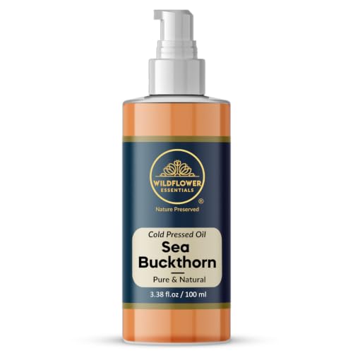 Wildflower Essentials 3.38oz Sea Buckthorn Oil - Natural Cold Pressed Face & Skin Moisturizer with Pump