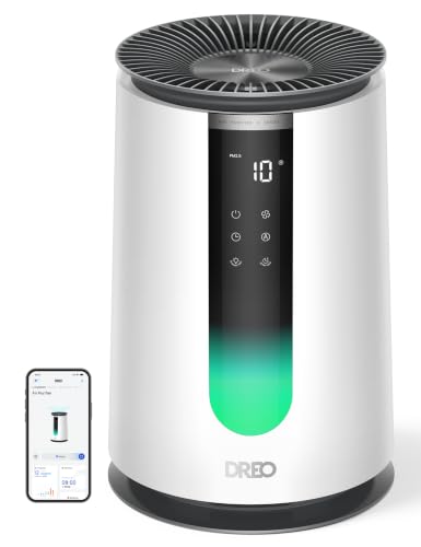 White Dreo Smart Air Purifier for Home Wi-Fi Voice Control HEPA Sleep Mode