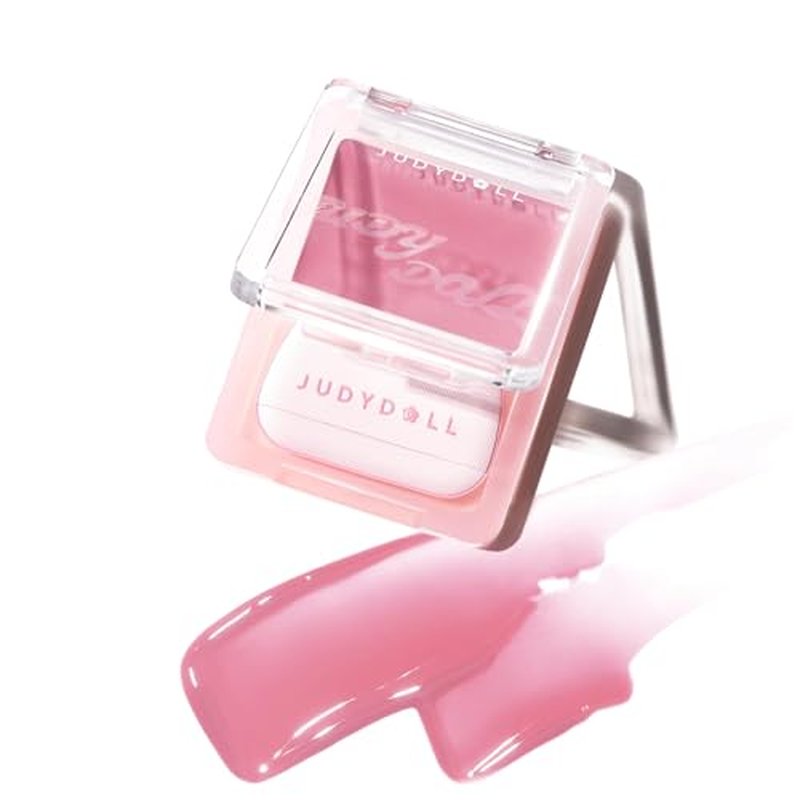 JUDYDOLL Glow Blush Balm, 85% Essence-Infused & Hydrating Cream Blush, Buildable & Non-Patchy Cheek Color with Puff, Dewy Finish, Lightweight Blush for Cheeks, Cool Toned Blush (02 Spring Blossom)