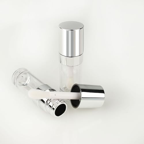 COSIDEA 18pcs Round 8ml 0.27oz r Round silve Empty lip gloss tubes with big large doe foot wand Lipgloss tube containers for lip oil packing