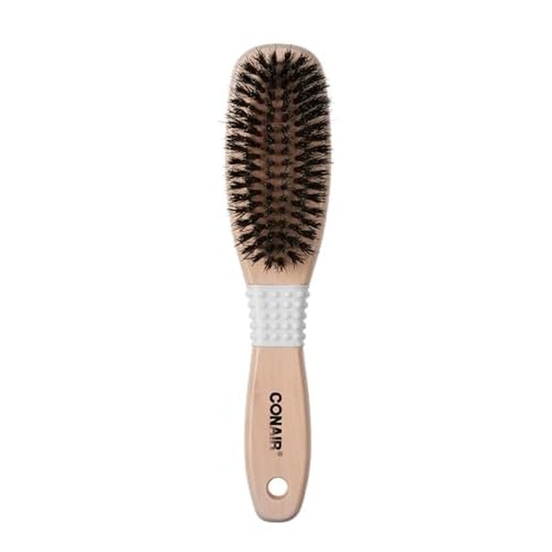 CONAIR Shines & Smoothes Boar Bristle Hair Brush, hairbrush for women, reduce frizz and add shine, natural wood handle, for all hair types