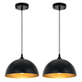 Farmhouse Pendant Lighting for Kitchen Island 2 Pack Black Metal Dome Light Fixture - 11.8 Inch Ceiling Variation