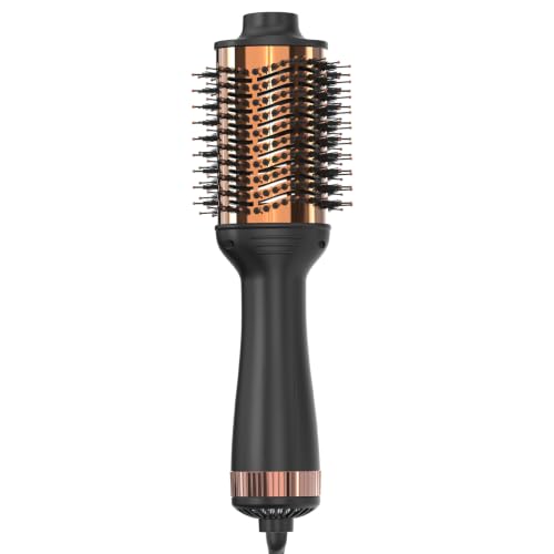 3-Inch Hot Air Brush - 1200W Oval Ceramic Titanium Blowout Styling Tool, Dual Voltage - Black
