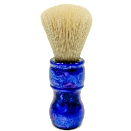 Premium Boar Bristle Shaving Brush with 24mm Knot and Blue Resin Handle