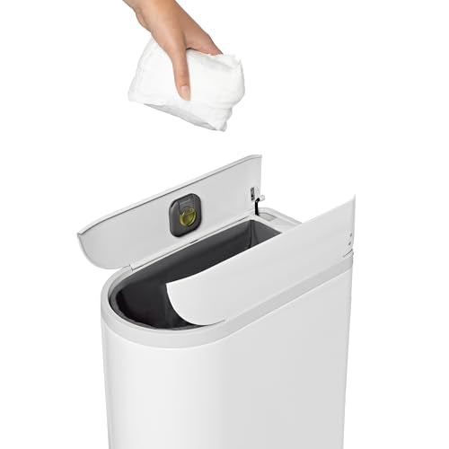 Simplehuman Butterfly Step Can 18L Trash Can with Odor Control - White Steel, Diaper Can Variant