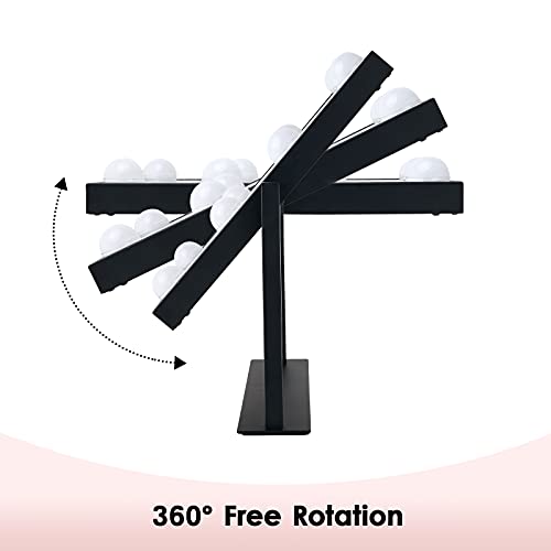 Lighted Makeup Mirror Hollywood Mirror Vanity Mirror with Lights, Touch Control Design 3 Colors Dimable LED Bulbs, Detachable 10X Magnification, 360¡ÆRotation, Black.