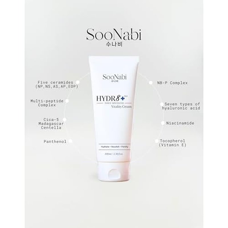HYDR8+ 365 Daily Advanced Vitality Cream (100ml) Deep Hydration & Advanced Barrier Support, 7 Hyaluronic Acids, 5 Ceramides, NB?P Complex, Multi?Peptide Complex, Panthenol & Niacinamide Vegan