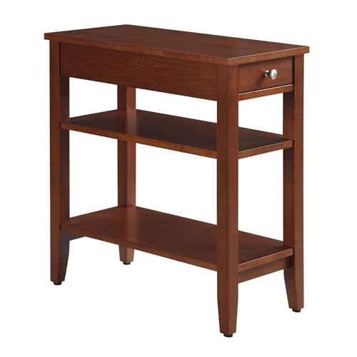 American Heritage Cherry End Table with Storage Drawer & Shelves - 23.25" Narrow Side Accent