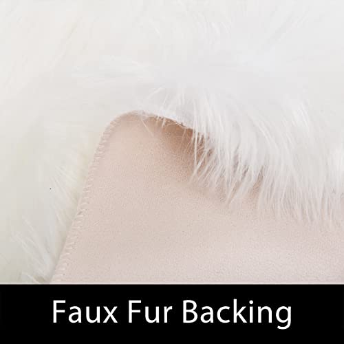 Latepis 4x6 White Faux Sheepskin Rug - Fluffy Plush Bedroom & Living Room Decor