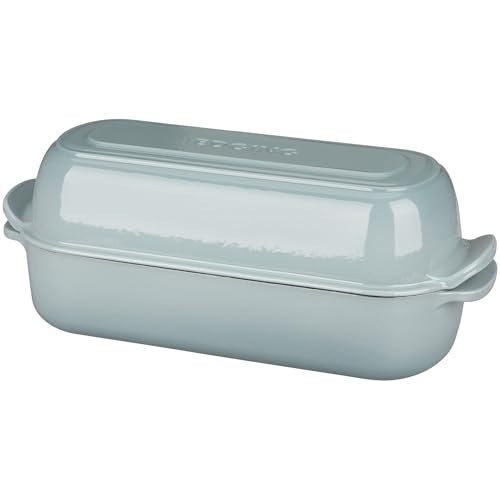 Enameled Cast Iron Bread Loaf Pan with Lid - 12.5x5.5 inch, 5qt, Seasalt