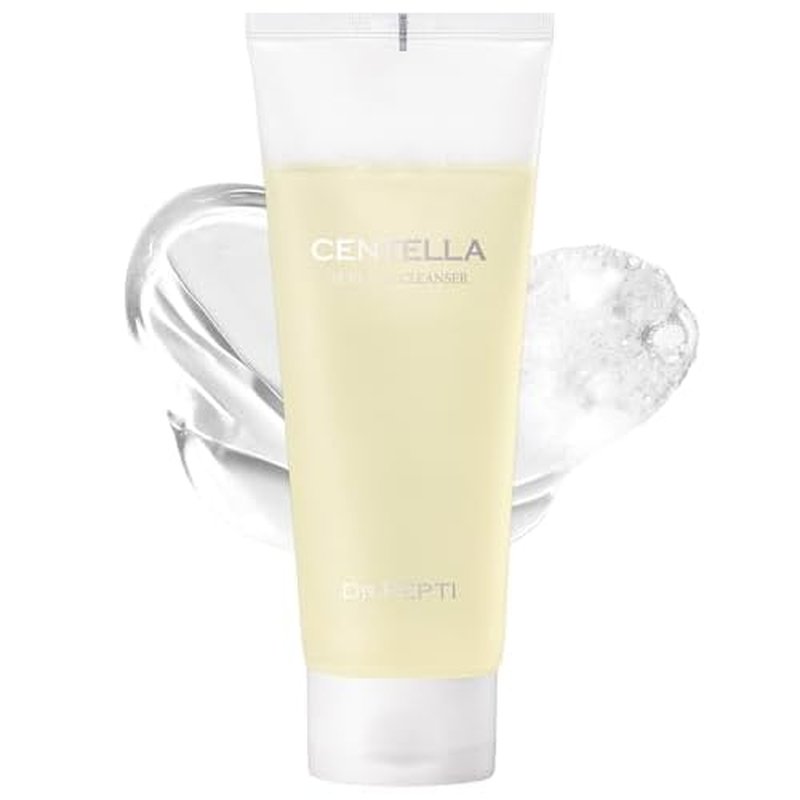 DR.PEPTI Centella Pure Gel Cleanser - Korean Face Wash Gentle Daily Cleanser for Sensitive Dry Skin with Salicylic Acid BHA Peptides - pH Balanced Gel to Bubble Wash, 6.76 fl.oz.