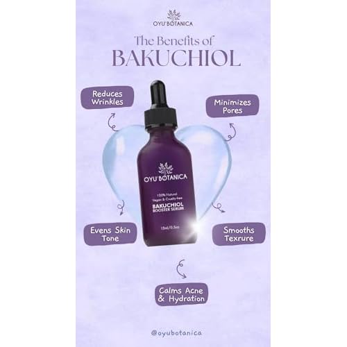 OYU Botanica Bakuchiol face serum Retinol Alternative 1%, anti-aging serum, Reduces Fine Lines, Wrinkles & Puffiness, Natural, Plant-based, Vegan, Cruelty-free 15ml / 0.5 oz