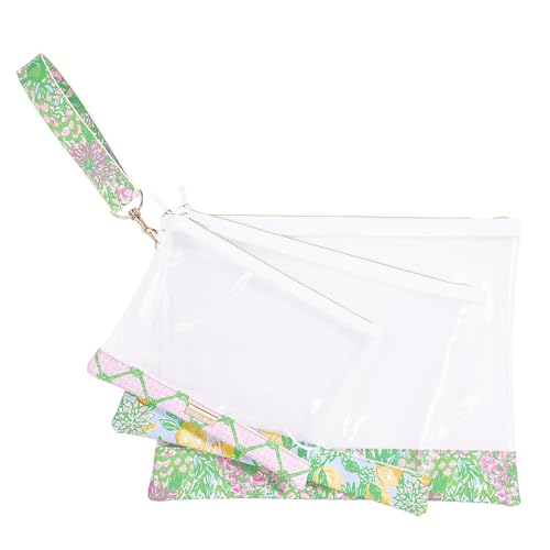 Lilly Pulitzer Small Makeup Bags, Cosmetic Zipper Pouches for Travel and Purse, Set of 3, Lime Feeling Good