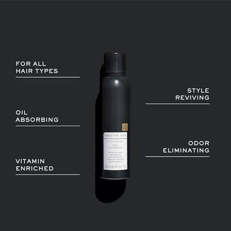 Kristin Ess Volumizing Vitamin C Dry Shampoo Spray for Oily Hair + Frizz - Oil Absorbing Style Extender with Minimal Residue - Powder Spray - Sulfate Free + Vegan + Color Safe - Fresh Pear Fragrance
