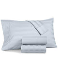 Queen Bed Sheet Set 550 Thread Count Supima Cotton Damask Stripe Light Blue