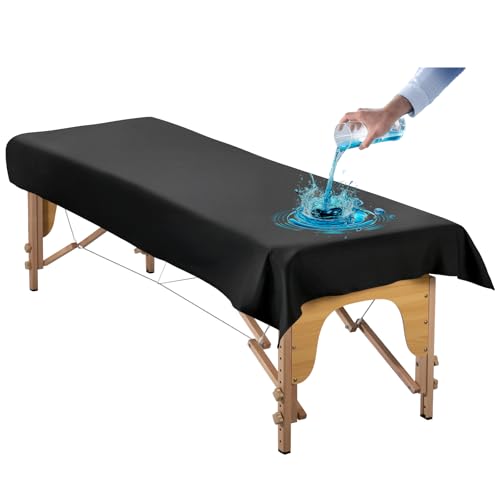 Massage Table Cover for Esthetician Beds, Reusable PU Leather Lash Bed Cover Well Protected Massage Bed in Therapy Facial Spa Tattoo Beauty Salon, Waterproof Wax Sheet Easy to Wipe Oil Stains