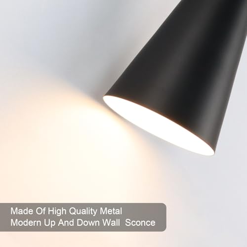 Black Wall Sconces Set of 2, 13 Inch Modern Bathroom Wall Light Fixtures