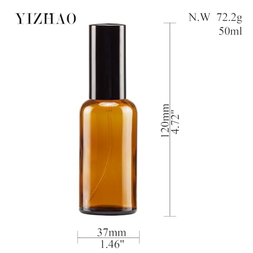 50ml Amber Glass Spray Bottles with Fine Mist Sprayer - 12 Pack