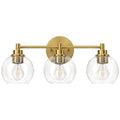 VONLUCE 3-Light Bathroom Vanity Light Fixture - Gold Finish, Modern Glass Shades, Dimmable