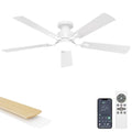 52 Inch Ceiling Fan with Lights - Flush Mount, Remote & App Control, Dimmable LED, Reversible & Quiet for Bedroom & Living Room - White / 52 Inch