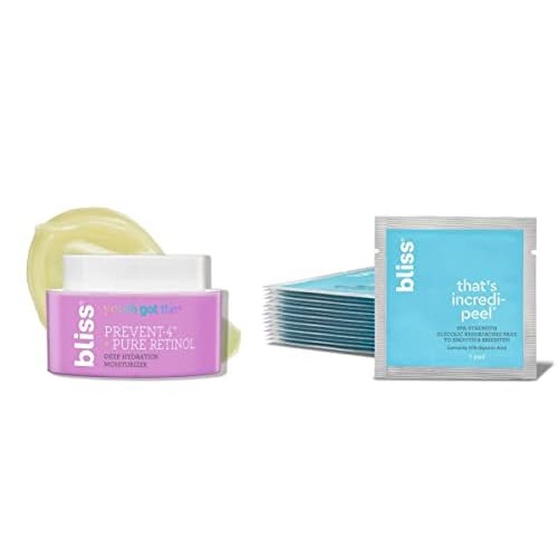 Bliss Resurfacing Nightime Duo: Bliss That's Incredi-Peel Glycolic Resurfacing Pads & Youth Got This¢â Prevent-4¢â + Pure Retinol Deep Hydration Moisturizer