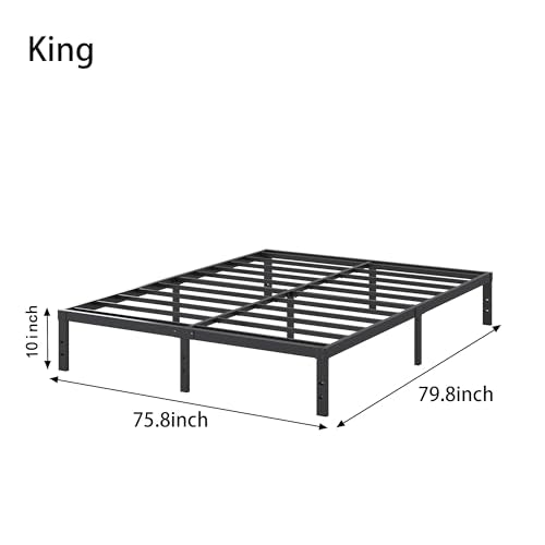 King Size Bed Frame - 10 Inch Platform Metal Bed Frame with Storage & Headboard Connection - Variation of THIS listing