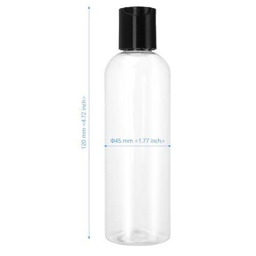 4oz Clear Plastic Travel Bottles with Black Disc Cap - 60 pcs, Leakproof, Refillable, Portable