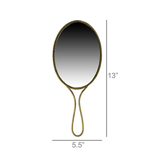 5010-14 Lena Round Hand Mirror, 10.5-inch Height, Brass,6 x 10.5 inches