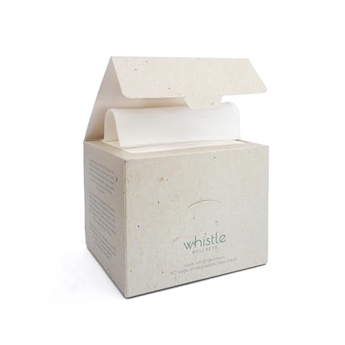 Whistle Wellness¢ç Disposable Face Towel 10"¡¿12", Resealable Box, Biobased Plant Based Ultra Soft, Thickness Face Towelettes XL, Makeup Remover Dry Wipes for Sensitive Skin, 50 Count (1 Pack)