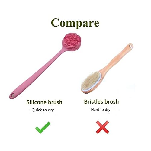 Silicone Body Scrubber, Long Handle Back Scrubber for Shower, Silicone Body Brush Shower Scrubber for Body, Shower Srush Back Brush Body Exfoliator