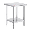 Stainless Steel Commercial Kitchen Prep Work Table - 24x24x32 Inch, Adjustable Undershelf, VEVOR