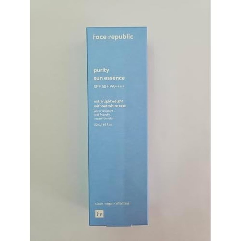 Face Republic Purity Sun Essence 50ml 1.69fl.oz. | SPF50+ Broad Spectrum UV Protection | No White Cast | Water Resistant | Vegan Certified, Reef Safe, Cruelty Free | Non-greasy | Korean Skin Care