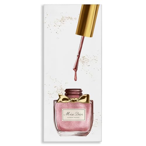 Stupell Industries Makeup Nail Polish Brush Gold Pink Fashion, Design by Artist Ziwei Li Wall Art, 10 x 24, Canvas
