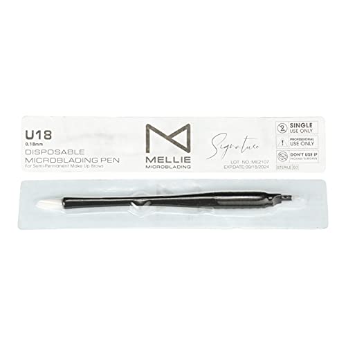 Mellie Microblading Pen Pack of 10 U18 .18mm Black - Disposable Eyebrow Tool