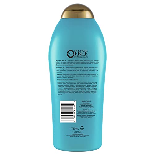 OGX Renewing + Argan Oil of Morocco Shampoo Pack of 2 - Damage Repair & Strengthen Dry Hair, 25.4 Fl Oz Each