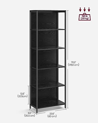 VASAGLE 6-Tier LED Bookshelf with Dimmable Lights - 11.9"D x 23.6"W x 70.3"H