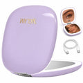 Lighted Makeup Mirror with 10X Magnification, Dimmable LED, Portable USB Rechargeable - Lavender