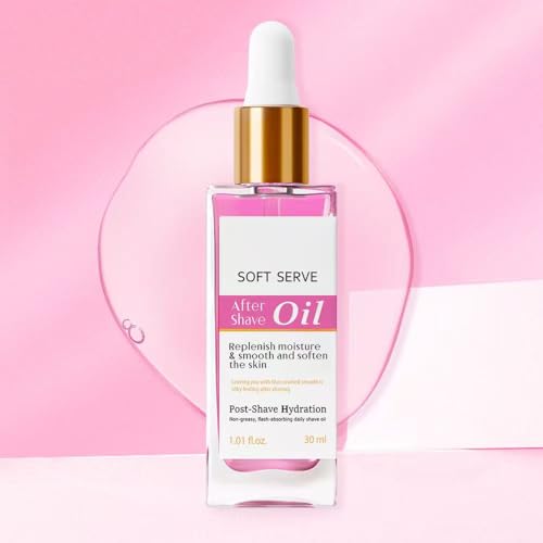 Strawberry Vanilla After Shave Oil, Moisturize and Smooth Skin, Prevent Ingrown Hairs & Dryness, Soft Serve After Shave Oil for All Skin Types (1.01 fl. oz.)